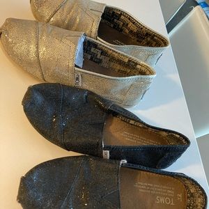 Black & Silver Sparkle Glitter Youth Classics; 2Y